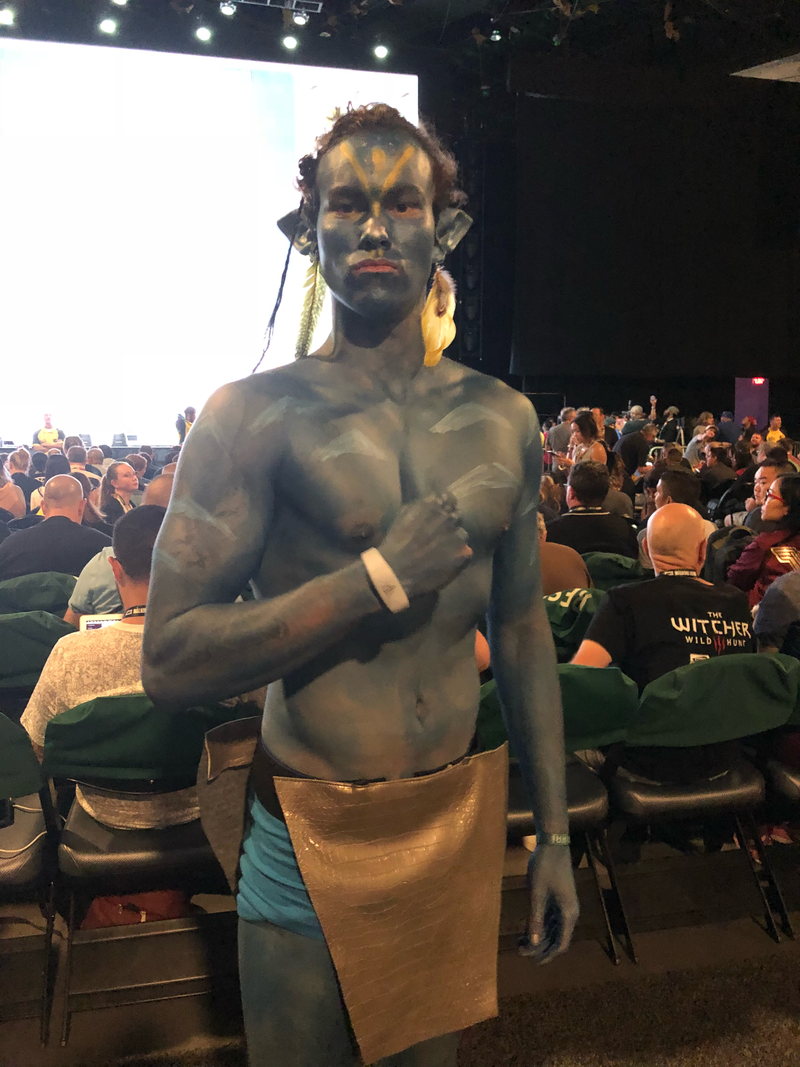 This Avatar Na’vi is forming his own blue man group.